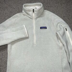 Patagonia Better Sweater Women Small Cream 1/4 Zip Fleece Jacket Deep White